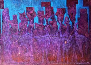 Kněžky, 70 x 50, oil and structure on canvas.