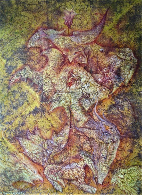 Chiméra -120x90,oil and structure on canvas.