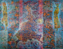 Kurýr -135 x 105,# oil and structure on canvas.       