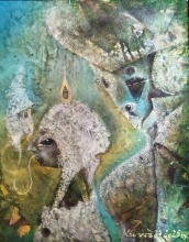 Gypsy - 50x40, olej na plátně, komb. tech.