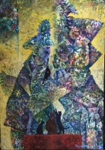 Černý pták, 100 x 80 - olej na plátně. komb.tech.