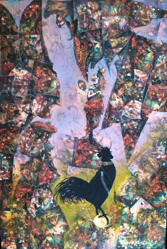 Kuropění, 100x70, olej na plátně, komb.tech.