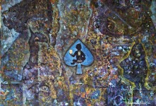 Tichá karta, 100 x 70----olej na plátně, komb.tech.