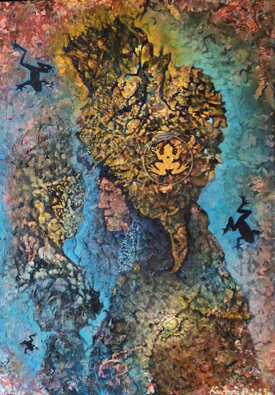 Eskimenzin 100 x 70---olej na plátně, komb. tech.