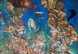 Rekviem pro kněžnu, 100 x 70, olej na plátně, komb.tech.