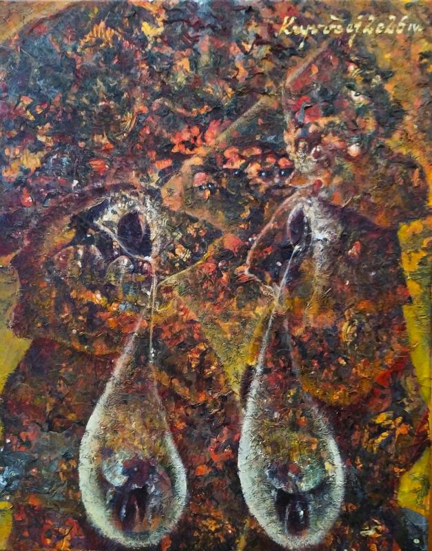 Vzpomínka 50 x 40, olej na plátně, komb. tech.