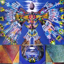 Z ptačích říší, Z cyklu PUCLE,100x70.# skládané obrazy a s úctou k René Magrittovi