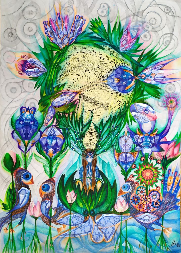 Zrození z Lotosu---80x60, 2/26,komb.tech.